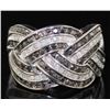 Image 2 : Elegant 1.25 Ct. Black & White Diamond Wave Ring in 925 Sterling Silver â€“ Size 1