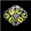 Image 1 : PERIDOT, GARNET, TANZANITE Ring in 14k Gold Plated 925 Sterling Silver â€“ Size 7 