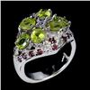 Image 2 : PERIDOT, GARNET, TANZANITE Ring in 14k Gold Plated 925 Sterling Silver â€“ Size 7 