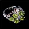 Image 3 : PERIDOT, GARNET, TANZANITE Ring in 14k Gold Plated 925 Sterling Silver â€“ Size 7 
