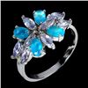 Image 2 : BLUE OPAL and TANZANITE Ring in 14k Gold Plated 925 Sterling Silver â€“ Size 8 â[x