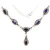 Image 1 : Marquise Cut 6.75 ct Natural Blue Sapphire Necklace in 925 Sterling Silver - Appraised Replacement V
