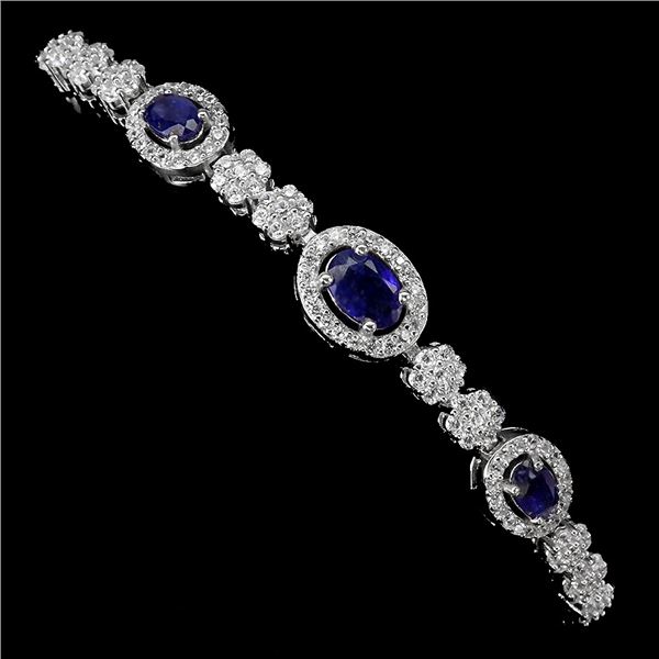 BLUE SAPPHIRE Bracelet in 14k Gold Plated 925 Sterling Silver â€“ 8 inches long â[