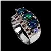 Image 2 : BLACK OPAL, GARNET, TANZANITE Ring in 14k Gold Plated 925 Sterling Silver â€“ Size