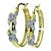 Image 1 : Quality Natural White Diamond Hoop Earrings in 14K Gold Plated 925 Sterling Silver - Appraised Repla