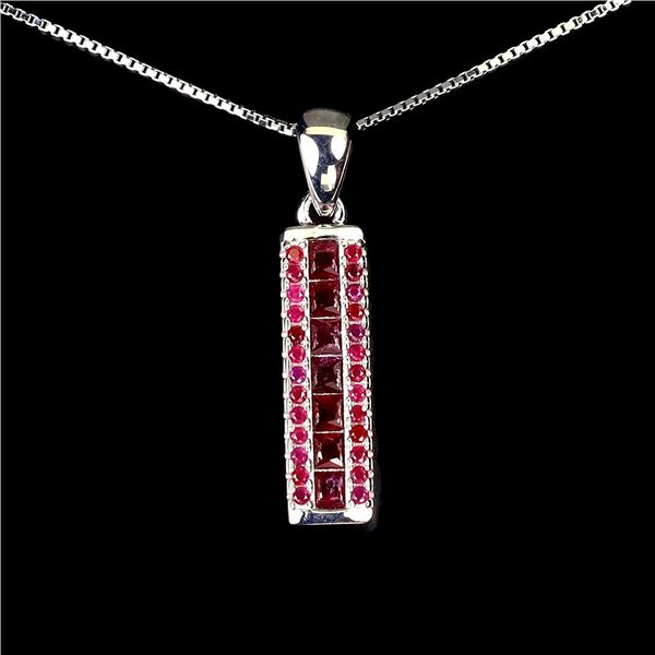 Superb MYANMAR RUBY Necklace, Princess Diamond Cut, in 14k Gold Plated 925 Sterling Silver â[x=#8364