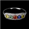 Image 1 : SAPPHIRE and WHITE TOPAZ Ring in 14k Gold Plated 925 Sterling Silver â€“ Size 6.5 