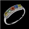 Image 2 : SAPPHIRE and WHITE TOPAZ Ring in 14k Gold Plated 925 Sterling Silver â€“ Size 6.5 