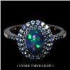 Image 1 : BLACK OPAL and BLUE SAPPHIRE Ring in 14k Gold Plated 925 Sterling Silver â€“ Size 