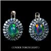 Image 1 : BLACK OPAL and BLUE SAPPHIRE Earrings in 14k Gold Plated 925 Sterling Silver â€“ A