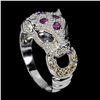 Image 1 : TANZANITE, GARNET and SAPPHIRE Ring in 14k Gold Plated 925 Sterling Silver â€“ Siz