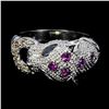 Image 2 : TANZANITE, GARNET and SAPPHIRE Ring in 14k Gold Plated 925 Sterling Silver â€“ Siz