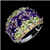 Image 2 : AMETHYST, GARNET and SAPPHIRE Ring in 14k Gold Plated 925 Sterling Silver â€“ Size