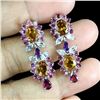 Image 2 : AMETHYST, GARNET, CITRINE and AQUAMARINE Earrings in 14k Gold Plated 925 Sterling Silver - Appraised