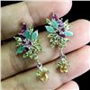 Image 2 : CITRINE, EMERALD, PERIDOT and GARNET Earrings in 14k Gold Plated 925 Sterling Silver - Appraised Rep
