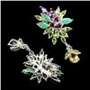 Image 3 : CITRINE, EMERALD, PERIDOT and GARNET Earrings in 14k Gold Plated 925 Sterling Silver - Appraised Rep