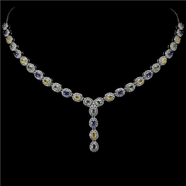 SAPPHIRE Necklace in 14k Gold Plated 925 Sterling Silver â€“ 18 inches long - Appr