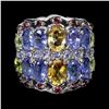 Image 1 : CITRINE, PERIDOT, GARNET and TANZANITE Ring in 14k Gold Plated 925 Sterling Silver â€[x=#82