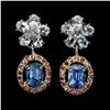 Image 1 : Rich Looking KYANITE, AQUAMARINE, SAPPHIRE and TANZANITE Earrings in 14k Gold Plated 925 Sterling Si
