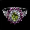 Image 1 : PERIDOT, GARNET and TANZANITE Ring in 14k Gold Plated 925 Sterling Silver â€“ Size