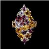 Image 1 : PERIDOT, GARNET, CITRINE and TANZANITE Ring in 14k Gold Plated 925 Sterling Silver â€[x=#82