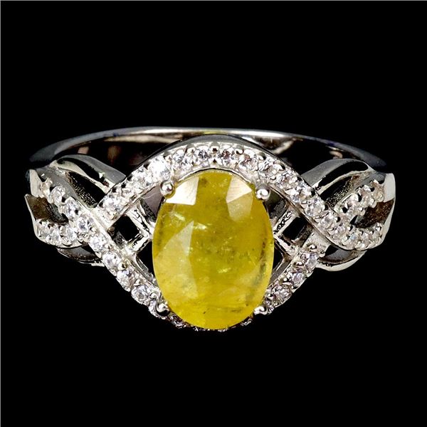 YELLOW SAPPHIRE Ring in 14k Gold Plated 925 Sterling Silver â€“ Size 6 â€