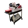 Image 1 : Cart lot full of misc. - tools/ First Aid kit/ electronics/ belts/ toolbox with assorted tools etc.