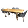 Image 1 : Contemporary wood top metal base dining table - approx. 79in length x 32in wide x 29 1/2in height (c