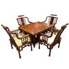 Image 1 : Wooden Chinese tea table - approx. 43in x 34in x  27in height (chairs not included)