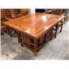 Image 2 : Wooden Chinese tea table - approx. 43in x 34in x  27in height (chairs not included)