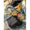 Image 2 : Pallet of assorted clothes/ bags/ misc./ Coleman fluorescent are light/ side table etc.