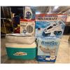 Image 2 : Group of assorted items - Thermos cooler/ Honeywell heater fan/ 5in USB fan/ HomeSpa/ All Terrain Ho