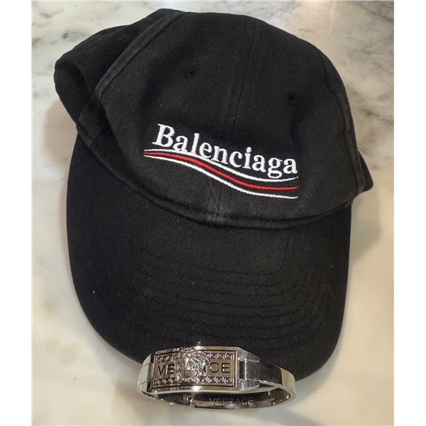 Balenciaga cap with Versace bracelet