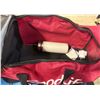Image 2 : Samsonite luggage bag full of assorted clothing with Goodlife Fitness bag with contents