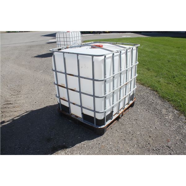 plastic tote in steel cage