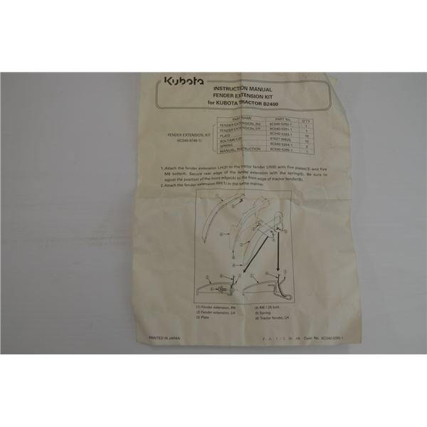 Kubota fender extension kit to fit B7301, part number 6C040-9740-1