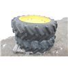 Image 3 : Pair of 430R953 (380/85R-30) tires and 12 bolt JD rims, 16 7/8 bolt circle, 14 5/8 pilot