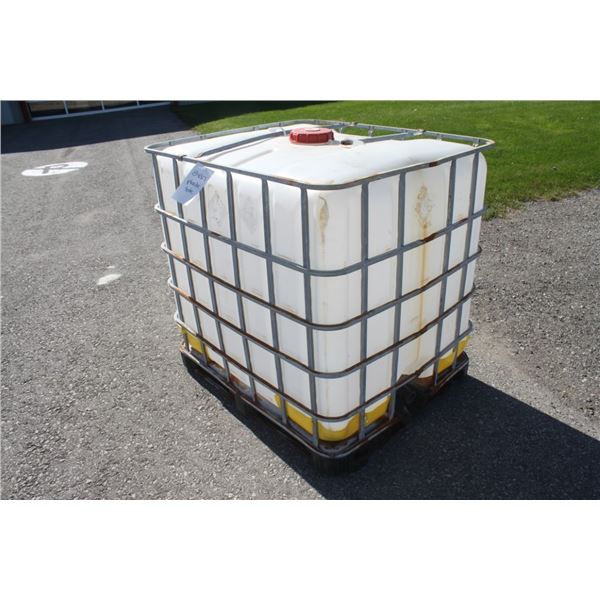 plastic tote in steel cage