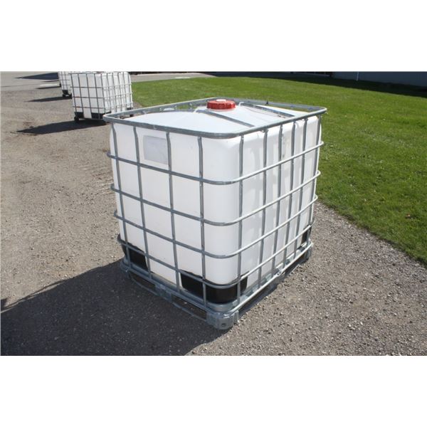 plastic tote in steel cage