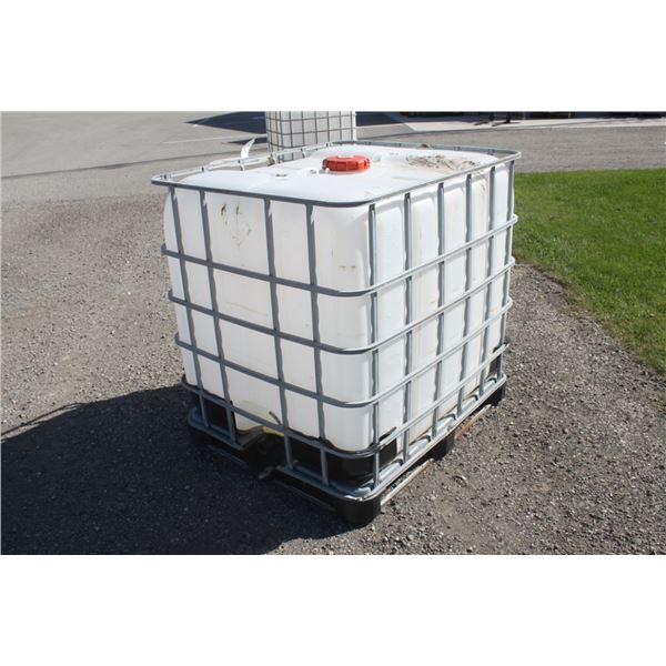 plastic tote in steel cage