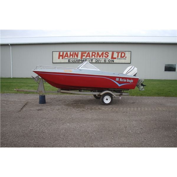 Munro Bowrider 15' boat with 100HP Evinrude motor c/w trailer.