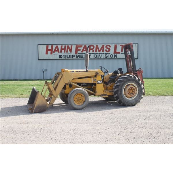 MF 30 2wd industrial tractor, 200 loader, Wifo rear mounted hydraulic forklift