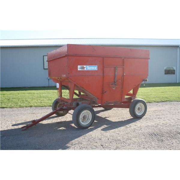 Turnco 225S gravity wagon, Electric Wheel Co running gear, lights