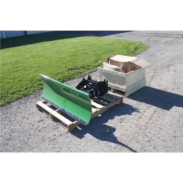 JD 54" front snowblade with front hitch and angle bracket to fit JD compact, New and Unused