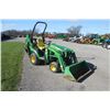 Image 4 : JD 1025R 4wd compact tractor, 120R loader, 260B backhoe attachment with thumb, 381 hours