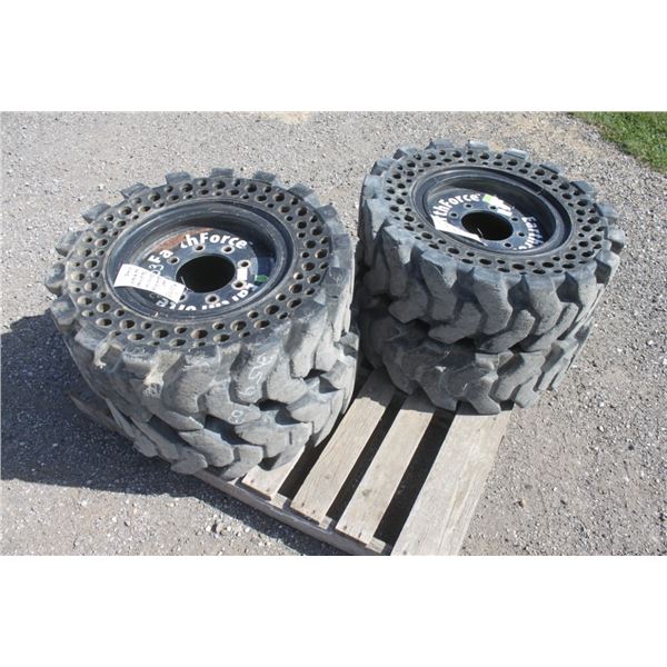 Earth Force set of 4 30x10-16 solid tires on 8 bolt rims to fit skidsteer