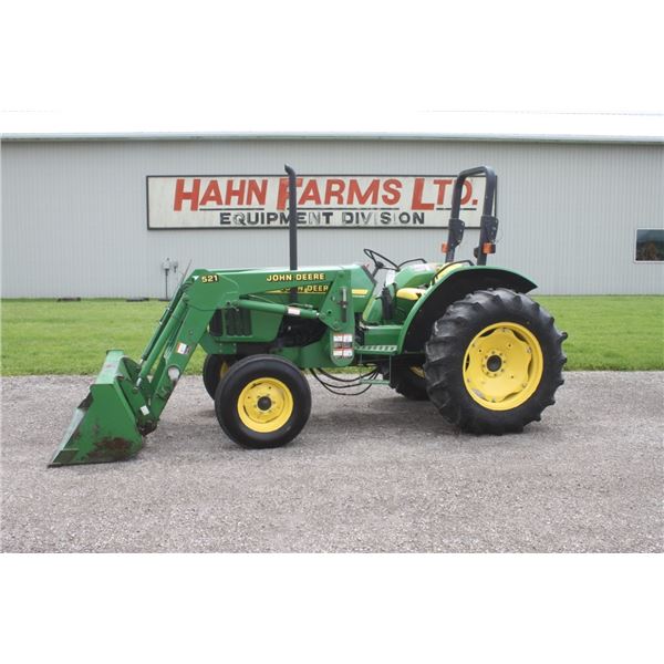JD 5210 2wd tractor, 521 loader, 2026 hours