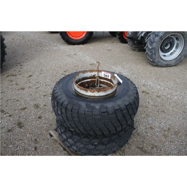 A pair of 16.9-24 T-rail duals, turf tires