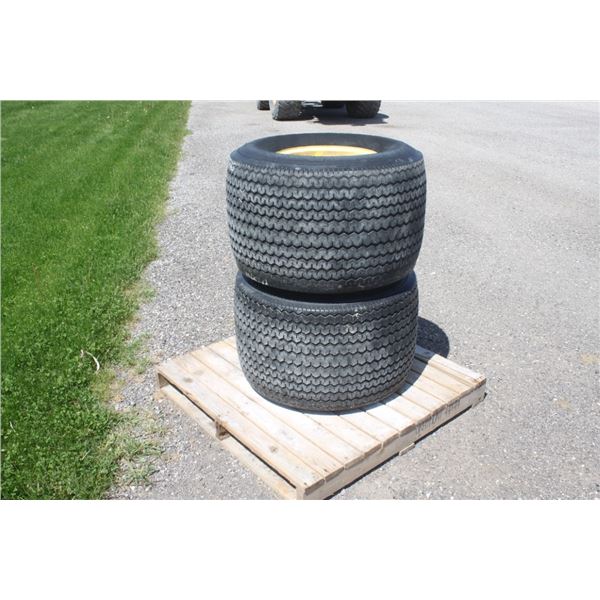A pair of 33x21.50-15 floater tires, 6 bolt hub, sod tires