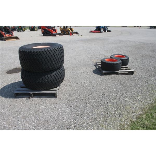 Set of 4 -Titan 2 - 29x12.50-15 turf tires and 2 - 21.5-16.1 turf tires